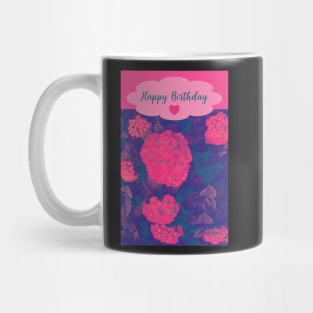 Pink Floral Happy Birthday Design Mug